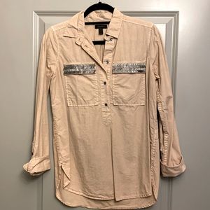 J.crew 3/4 button down shirt in dusty pink size 2